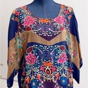 JOHNNY WAS Killiani Multicolor floral batwing cropped top/poncho, XXL